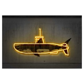 artboxONE Poster 30 x 20 cm Animals Yellow Submarine Picture Yellow Submarine Graffiti Shark Art
