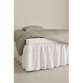 Jotex Zack Valance Bed Skirt, 100% High-Quality Organic Cotton, Height 45 cm, White, 90 x 200 cm