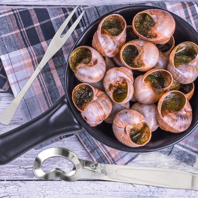 Cabilock 4Pcs/ 2Set Snail Tong and Fork Stainless Steel Snail