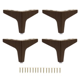 Furniture Legs 3.9 inch, Metal Sofa Legs for Furniture Set of 4, Cabinet Legs Heavy Duty, Triangle Couch Legs Feet DIY Replacement for Ottoman Cupboard Dresser, Dark Walnut