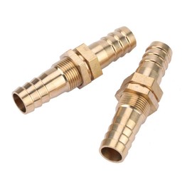 DEWIN Brass Bulkhead Pipe Fitting - Brass Bulkhead Pipe Hose Barb Brass Bulkhead Pipe Fitting Coupler Connector Adapter 2 Pcs(12mm)
