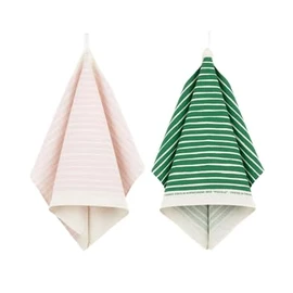 Marimekko Piccolo Tea Towel, Pack of 2, Green, Pink, White