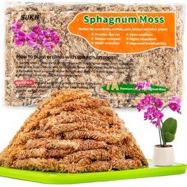 3 Oz Sphagnum Moss for Orchids - Sukh Sphagnum Peat Moss for Plants Dried Long Fiber Orchid Moss Potting Mix for Phalaenopsis Cattleya Orchids Repotting Succulent Carnivorous Potted Plant Reptiles