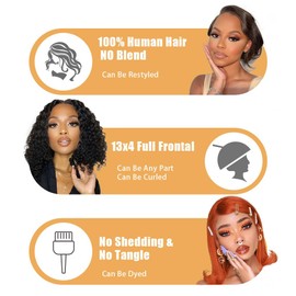 KKYST Highlight 13x4 HD Lace Front Wigs Human Hair Bob Wig Human Hair Pre Plucked Hairline Frontal Glueless Short Straight Bob Wigs for Black Women Ombre Brown Honey Blonde(10 Inch,4/27#)