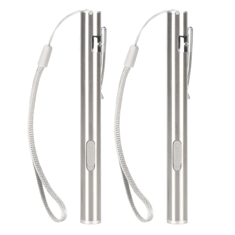 2Pcs Mini Flashlight Pocket Clip Stainless Steel ABS Rechargeable 600mAh