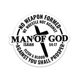 Man of God Sticker Christian Isaiah 54:17 Bible Verse Sticker Religious Cross Jesus Faith God Worship Scripture Waterproof Vinyl Stickers for Water Bottle Laptop Decals Gifts for Prayers Believers