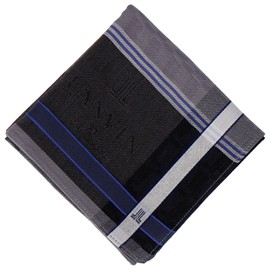 Lanvin On Blue 17506013 Men's Handkerchief, Yarn-Dyed Handkerchief, Men's Plaid Pattern, Black [C]
