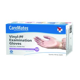 CareMates 10412010 Vinyl Powder Free Gloves, Medium - Case Of 10