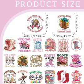 Dazoratix Western Girl Iron on Transfers - 20 Sheets Cowgirl DTF Ready to Press Heat Patches Stickers Wild West Country Vinyl Designs Decals Women T Shirts Clothes Hat DIY Craft Appliques Decorations