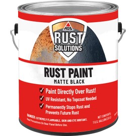 AGS RUST SOLUTIONS Apply Over Rust Paint, Matte Black Finish, 1 Gallon, Ideal for Paint Car Rust, Home, Shop and Farm, No Top Coat Necessary, UV Protection Paint