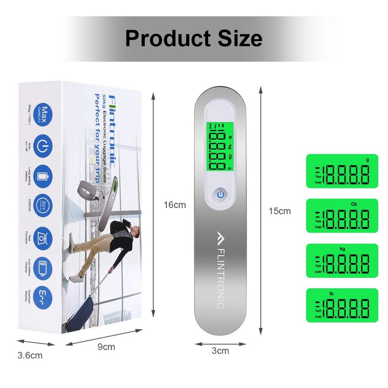 Flintronic Digital Luggage Scale, Portable Hanging Scale, LCD Display with