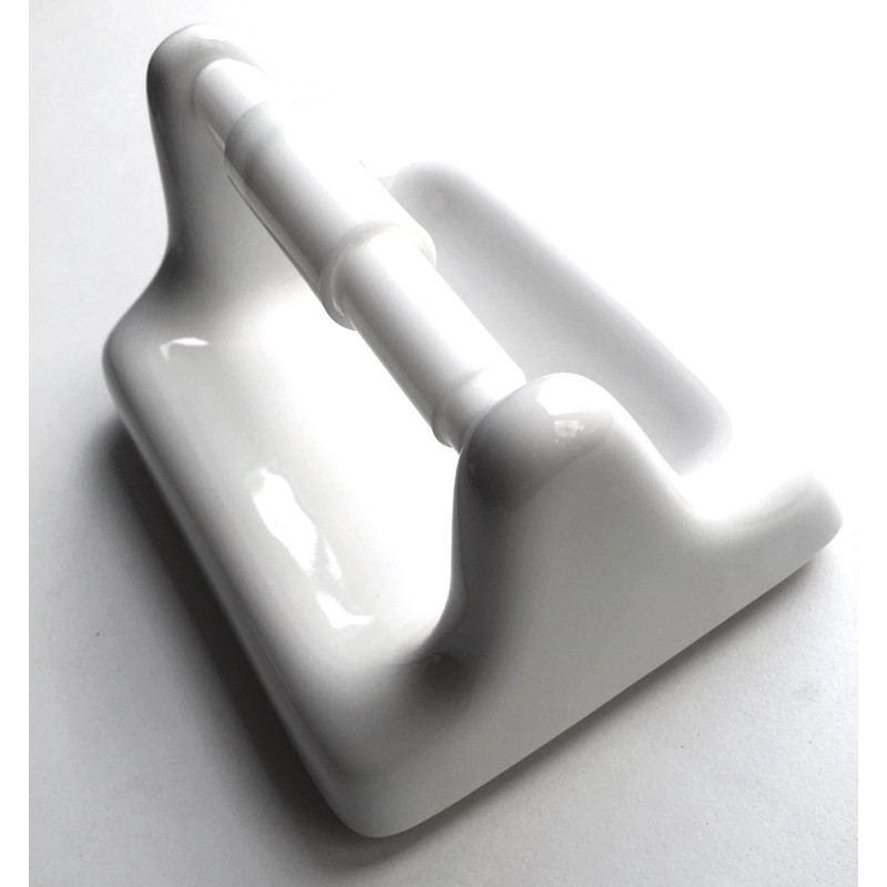 Toilet Paper Tissue Holder BA777 White Glazed Ceramic with Roller