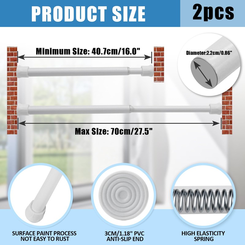 Window Security Bar Adjustable 15.7''-27.5'' 1.2'' Diameter 2Pack