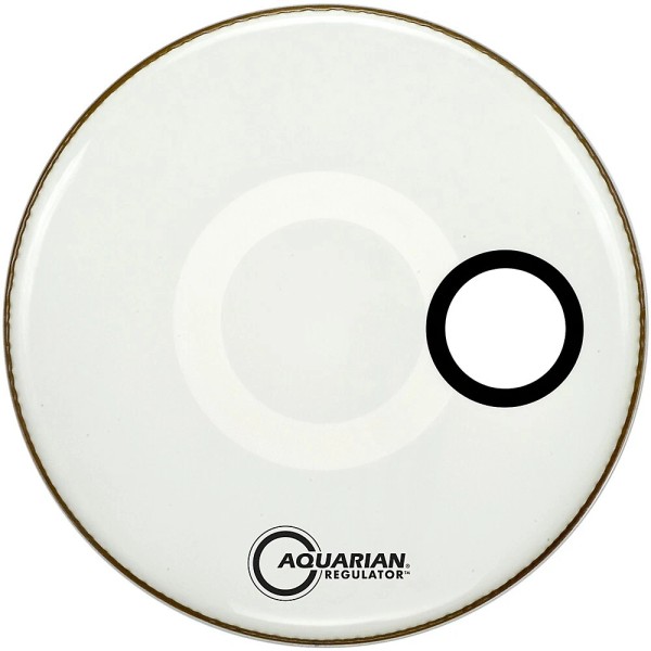 Aquarian Regulator Off-Set Hole Gloss White Bass Drum Head 18
