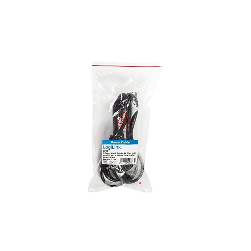 LogiLink Power Cord, Schuko-C13 Y-cable, black, 1,50m, CP101 (, black,
