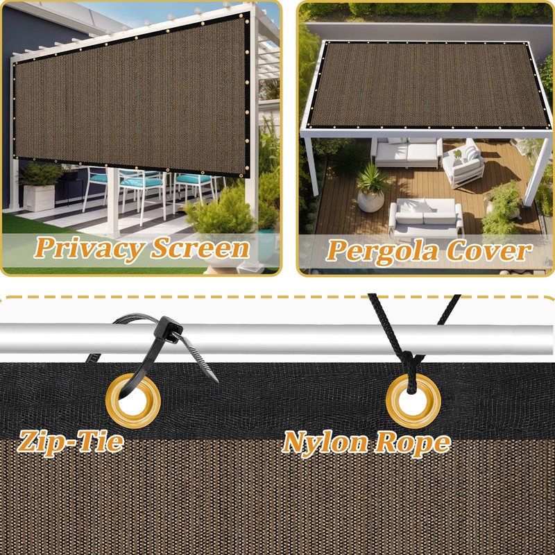 Shade&Beyond Customized Size 7' X 8' Shade Cloth with Grommets,