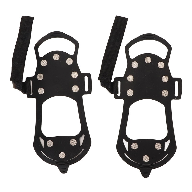 1pair Ice Cleats 10 Teeth Rubber Stainless Steel Foldable Anti