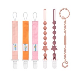 babygoal Pacifier Clips Set of 6, Silicone Pacifier Clips and Toy Strap fits All Pacifiers, Binkies and Toys- Ideal Baby Gift-Girl Color 6PSGJ02