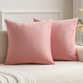 MIULEE Velvet Throw Pillow Covers 18x18 Inch, Pack of 2 - Dusty Pink, Soft Solid Decorative Pillow Covers Cushion Cases Modern Luxury Valentines Home Decor for Spring Couch Sofa Bedroom Livingroom