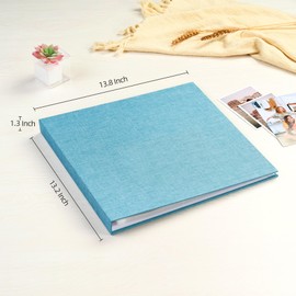 Mublalbum 12x12 Inch Large 3 Ring DIY Scrapbook Photo Album with 20 Plastic Sleeves 40 Pages Linen Cover Folder Binder for Baby Travel Wedding Anniversary and DIY Projects (Blue)