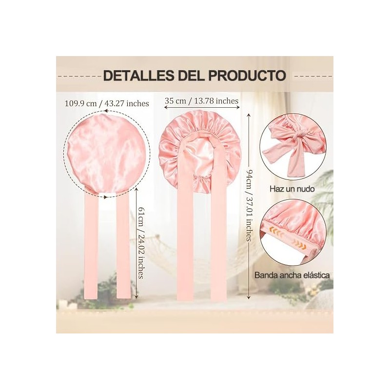 AVENIX Gorro para Dormir de Satin, Set 4 Piezas, Ajustable