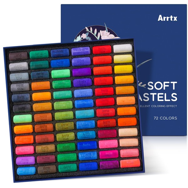 Arrtx Soft Pastels 72 Colors Soft and High Adhesion for Artists Beginners Traditional Art Creation Art Supplies for Adults Painting Drawing Media Crafts