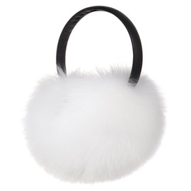 Harssidanzar Real Fox Fur Earmuffs With Adjustable Band,Furry Fluffy Ear Warmer Outdoor Ear Covers for Cold Weather HL307US,White