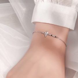 Sideways Cross Charm Armband für Frauen Heiliges Kreuz Christlicher Glaube Armband Sterling Silber Schmuck Geschenk