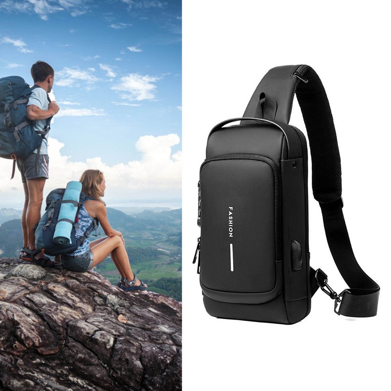 Password Sling Backpack Anti Theft Multifunctional Cycling Chest Bag for