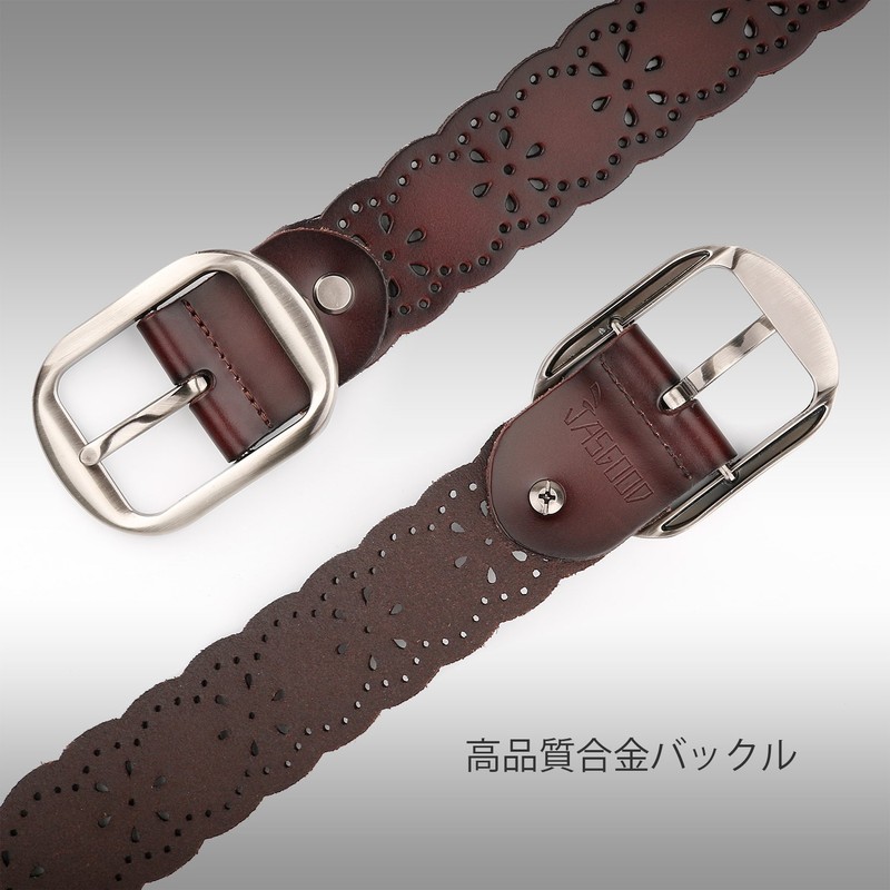 Jasgood Genuine Leather Belt, Women's Belt, Cowhide Leather, Lightweight, Soft,