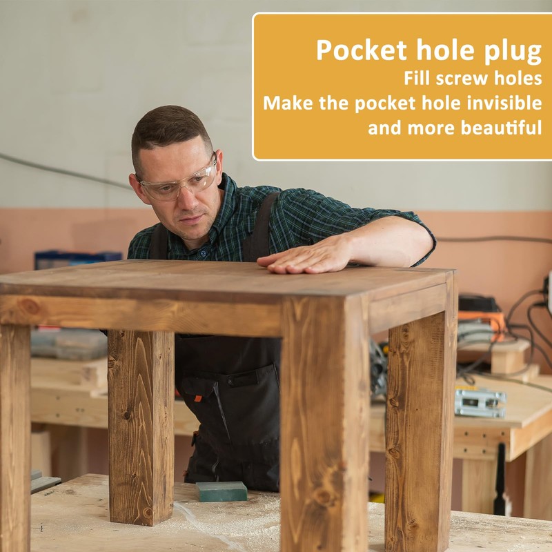 100PCS Solid Wood Pocket Hole Plugs, 3/8 Inch Pine Wood