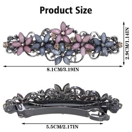 2 Pieces Glitter Rhinestone Hair Clips Flower Spring Hanger Hair Clips Women Vintage Rhinestone Ponytail Hair Pin for Girls and Women