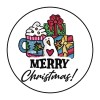 PartyMommy 30 CHRISTMAS ENVELOPE SEALS LABELS STICKERS 1.5" ROUND SNOWMAN COCOA PRESENTS