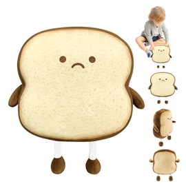 ZITUZY Toast Bread Cuddly Toy, 18 cm Toast Bread Cushion, Funny Toast Cushion, Decorative Cushion for Children and Adults (Sad)