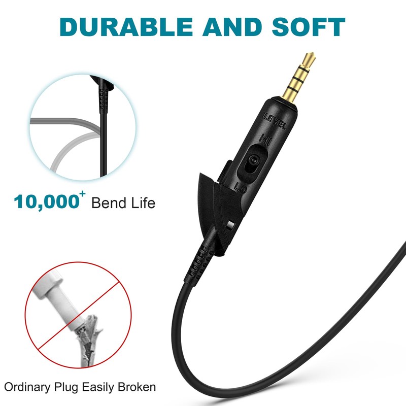 Sqrmekoko Replacement Headphone Audio Cable Cord Compatible with Bose QuietComfort
