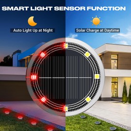 Peasur Mini Solar Ground Lights Outdoor, 2 Pack Flat Solar Powered Disc Lights, IP68 Waterproof, Anti-Rust, Landscape Lighting for Pathway Garden Yard Lawn Walkway Landscape Driveway, Red