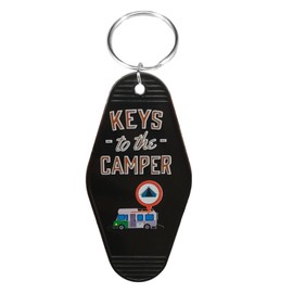 Keys to The Camper Keychain – Retro RV Key Chain for Trailer, Camping Accessories for Travel Lovers, Vintage Motel Style-black