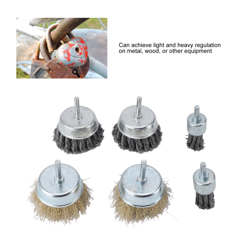 6 Pcs Drill Wire Brush Multi Functional Wire Cup Brush
