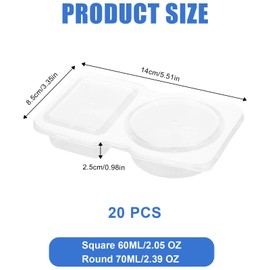 20 PCS Portable Double Compartment Condiment Container with Lids, Reusable Snack Containers for Adults, Small Sauce Containers with Lids, Plastic Snack Pack Containers for Condiments Dips Sauce