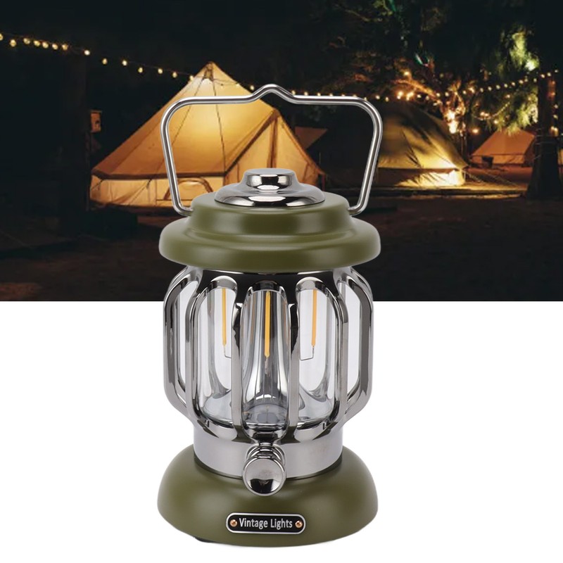 Retro Camping Light Rechargeable Warm Light Vintage Lamp Hanging Tent