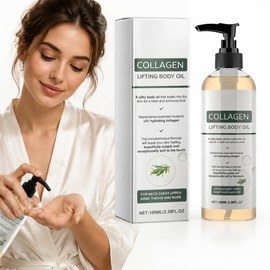 Collagen Body Oil for Women, 100ml Firming & Hydrating Skin Oil — Anti-Ageing Crepey Skin Treatment, Stretch Mark & Scar Massage Oil with Vitamin E, Non-Greasy Pump Dispenser, After Shower