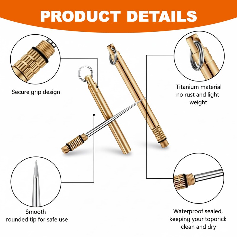 2 Pcs Titanium Alloy Toothpicks, Portable Toothpicks, Titanium Toothpicks Toothpick