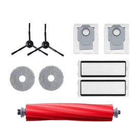 （9pcs）Silicone main brush + side brush + filter + mop cloth + dust bag Compatible For P10 / Q Revo robot vacuum cleaner spare parts