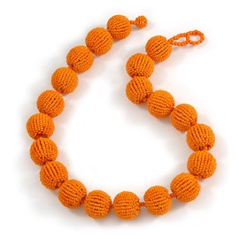 Avalaya Orange Glass Bead Ball Chunky Necklace/54cm L