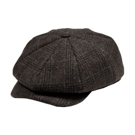 POUDAY - Gorro de Newsboy para hombre, gorra irlandesa, gorro de taxista para hombre, sombrero plano de invierno para hombre, Tartán-Café, X-Large