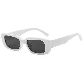 RUNHUIS Retro Rectangle Sunglasses Women Men Chunky Sunglasses Vintage Small Square Fashion Glasses, White