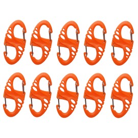 PR-WHOOKCARA-OR S-Shaped Carabiner Key Chain W Hook Lightweight Key Outdoor Leisure Fishing Military (Orange)
