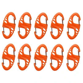 PR-WHOOKCARA-OR S-Shaped Carabiner Key Chain W Hook Lightweight Key Outdoor Leisure Fishing Military (Orange)