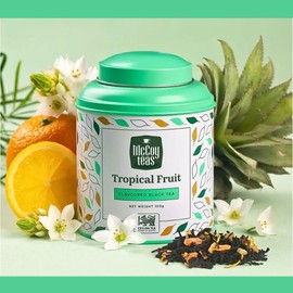 McCoy Teas Tropical Fruit Ceylon Black Tea Loose Leaf with Natural Tropical Fruit Essence Aromatic Make Hot or Cold and Brews with Premium Tea from Sri Lanka, 100g Can (Pack of 01)