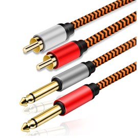 Youii Dual 1/4 inch TS to Dual RCA Stereo Audio Interconnect Cable, Gold Plated Heavy Duty 2X 6.35mm 1/4 inch Male TS to 2 RCA Male Adapter Cable. (1m)